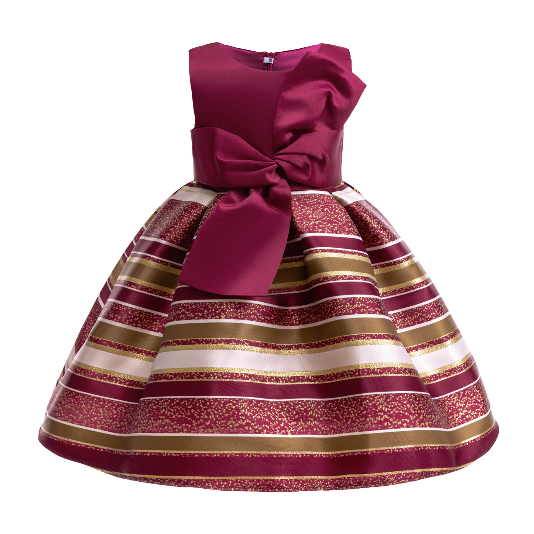 Wholesale 2-10Y Girls Sleeveless Big Bow Striped Jacquard Princess Dress, Kids Birthday Party Soft Woven Formal Gown