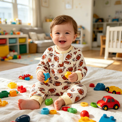 Wholesale 6M-4T Kids 2Pcs Cartoon Print Long Sleeve Pajama Set, Soft Cotton Knit Casual Toddler Top & Jogger Pants Loungewear