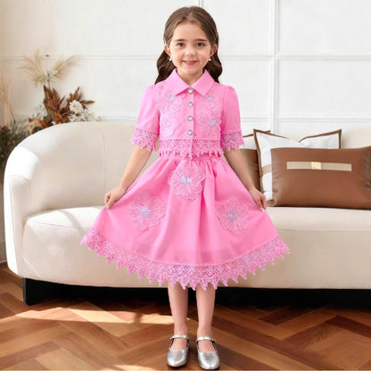 2-8Y Wholesale Girls Dress Bulk Flower Girl Dresses White Lace Christian Baptism Dress Muslim Eid Al-Fitr Bulk Kids Clothes