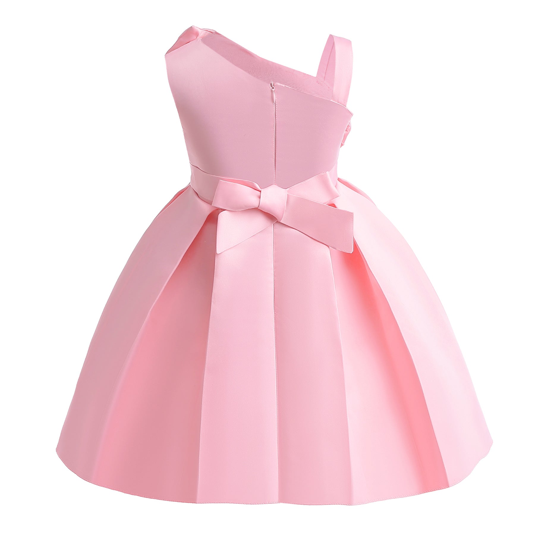 Wholesale 2-10Y Girls Single Strap Big Bow Woven Princess Dress, Kids Birthday Party Soft Matte Woven Formal Gown