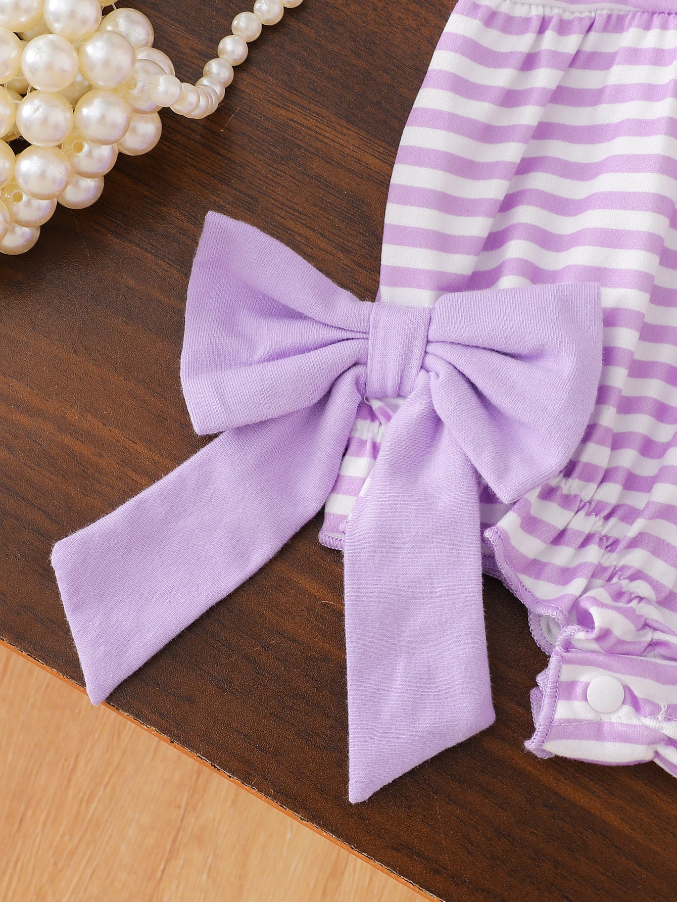 Wholesale 0-18M Baby Girls Peter Pan Collar Striped Ghost Towel Embroidery Bodysuit, Soft Knit Halloween Short Sleeve Romper