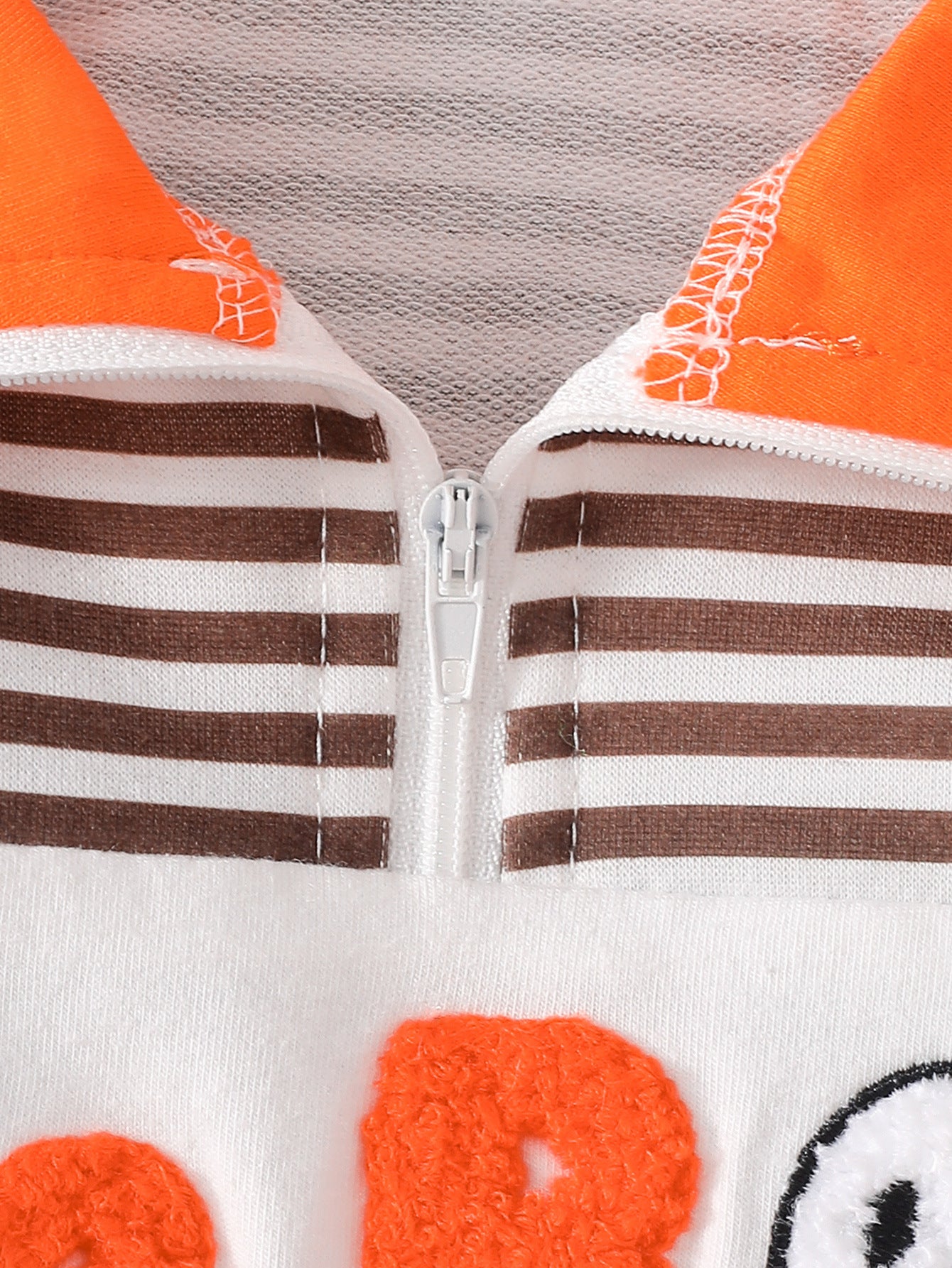 Wholesale 6M-4T Boys Striped Half Zip Polo Sweatshirt, Soft Knit Halloween Ghost Pumpkin Towel Embroidery Long Sleeve Top