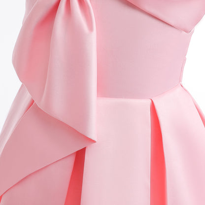 Wholesale 2-10Y Girls Single Strap Big Bow Woven Princess Dress, Kids Birthday Party Soft Matte Woven Formal Gown