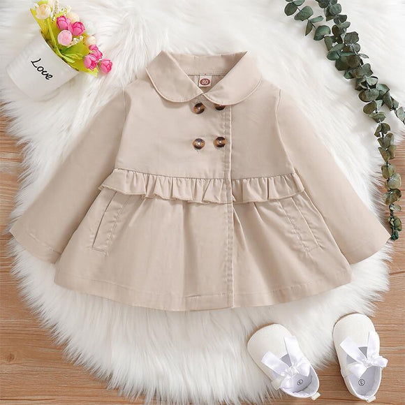 3-24M Infant Kids Girls Clothes Kids Girls Long Sleeve Lapel Coat Tops Baby Girl Fall Winter Coat Tops Apricot Catpapa 22107515