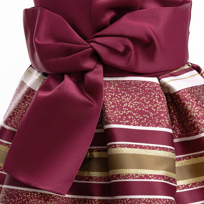 Wholesale 2-10Y Girls Sleeveless Big Bow Striped Jacquard Princess Dress, Kids Birthday Party Soft Woven Formal Gown
