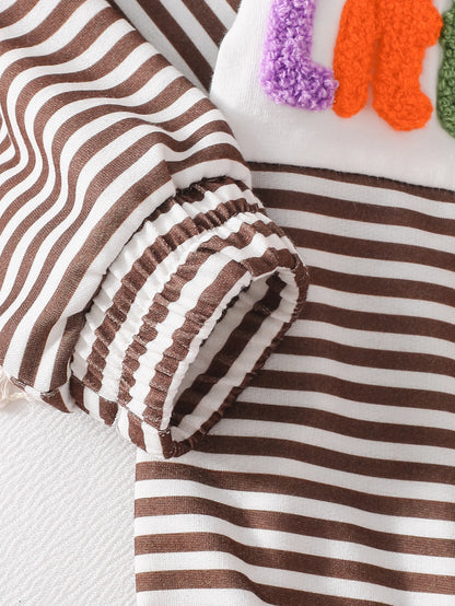 Wholesale 6M-4T Boys Striped Half Zip Polo Sweatshirt, Soft Knit Halloween Ghost Pumpkin Towel Embroidery Long Sleeve Top