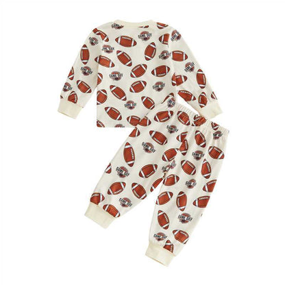 Wholesale 6M-4T Kids 2Pcs Cartoon Print Long Sleeve Pajama Set, Soft Cotton Knit Casual Toddler Top & Jogger Pants Loungewear