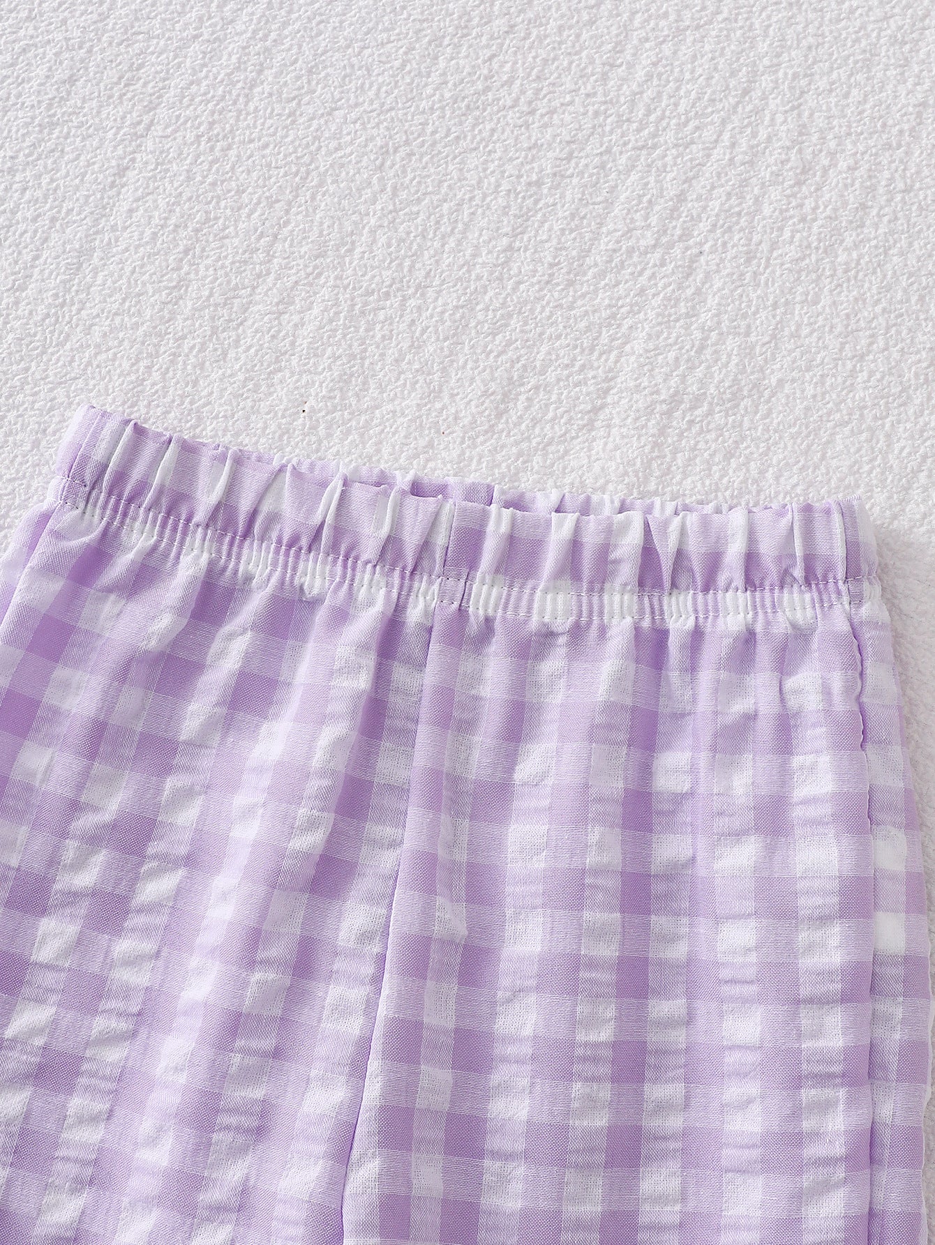 Wholesale 6M-4T Girls 2Pcs Gingham Lace Bow Long Sleeve Pajama Set, Kids Soft Woven Plaid Sweet Loungewear Outfit