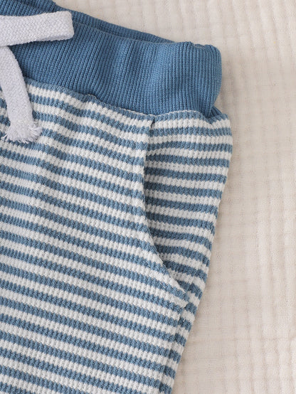 Wholesale 6M-4T Boys 2Pcs Stripe Tractor Embroidery Outfit Set, Soft Rib Knit Casual Crew Neck Sweatshirt & Jogger Pants