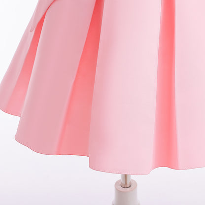 Wholesale 2-10Y Girls Single Strap Big Bow Woven Princess Dress, Kids Birthday Party Soft Matte Woven Formal Gown