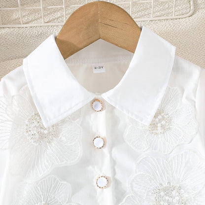 2-8Y Wholesale Girls Dress Bulk Flower Girl Dresses White Lace Christian Baptism Dress Muslim Eid Al-Fitr Bulk Kids Clothes