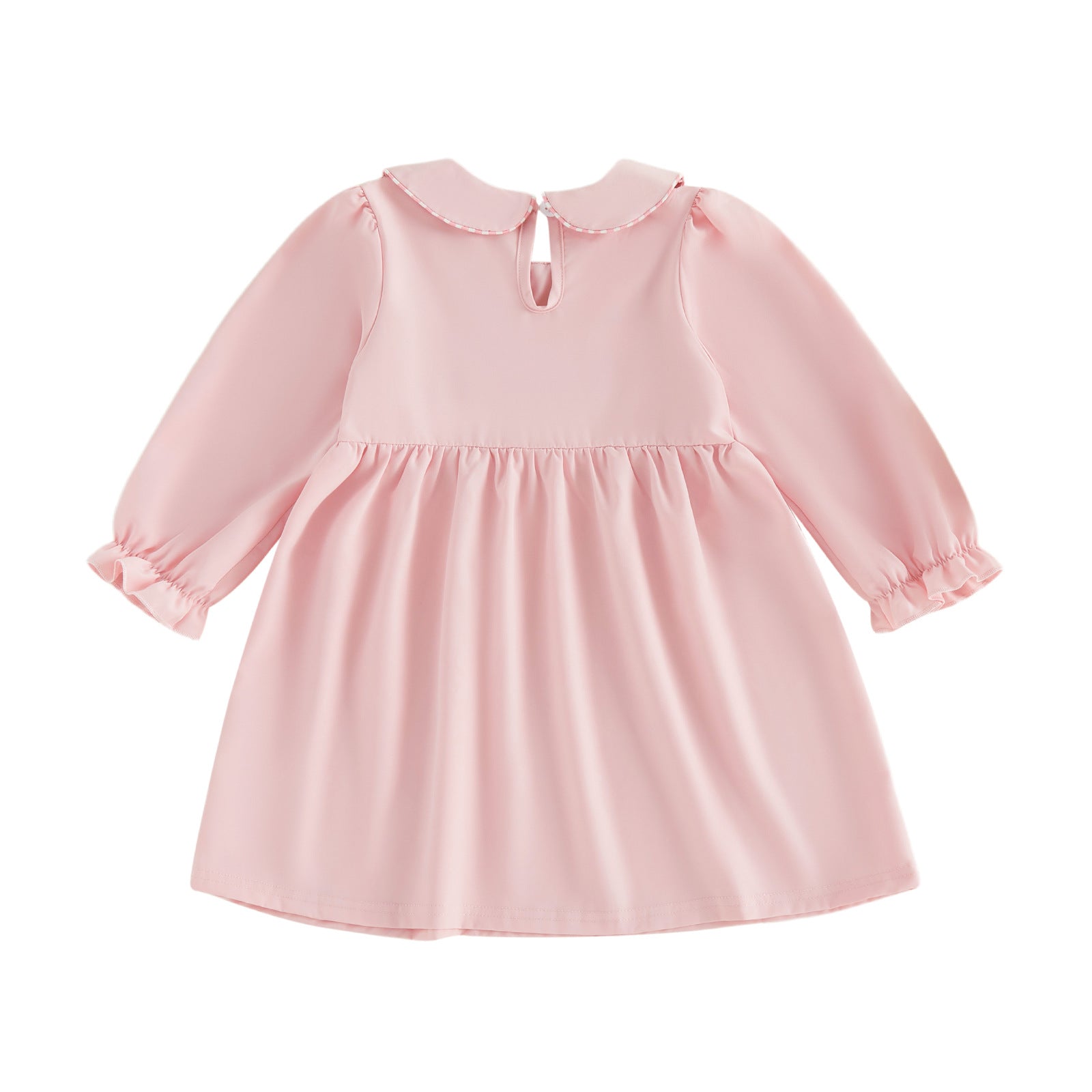 Wholesale 18M-6Y Girls Peter Pan Collar Halloween Smocked Embroidery Woven Dress, Kids Soft Long Sleeve Halloween Casual Dress
