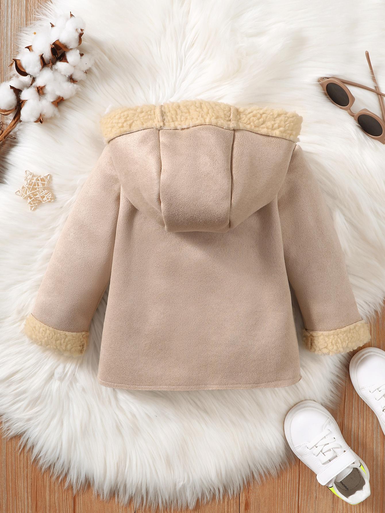 6M-3Y Baby Clothes Baby Coat Long Sleeve Pocket Hoodie One Piece Apricot Catpapa 112208019
