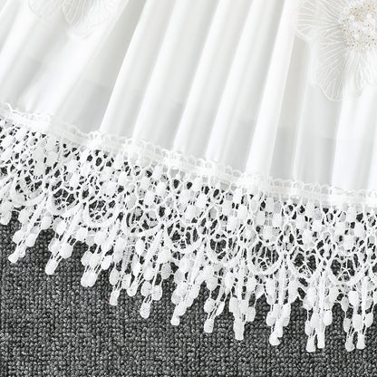 2-8Y Wholesale Girls Dress Bulk Flower Girl Dresses White Lace Christian Baptism Dress Muslim Eid Al-Fitr Bulk Kids Clothes