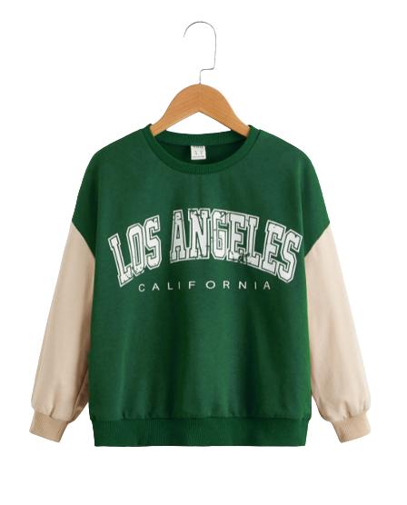 8-12Y Ready Stock Kid Boys Clothes LOS ANGELES Print Spilce Long Sleeve Sweater Catpapa JIT7588952