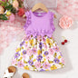 6M-3Y Ready Stock 6m-3y Baby Girls Dress Floral Print Bows Sleeveless Summer Toddler Girls Dress One Piece Casual Dress Purple Catpapa132312157-1
