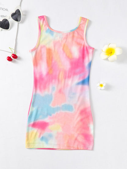 5-14Y Ready Stock Kids Girls Dress Tie-dye Sleeveless Summer Leisure Dress One Piece Casual Dress Catpapa M623229