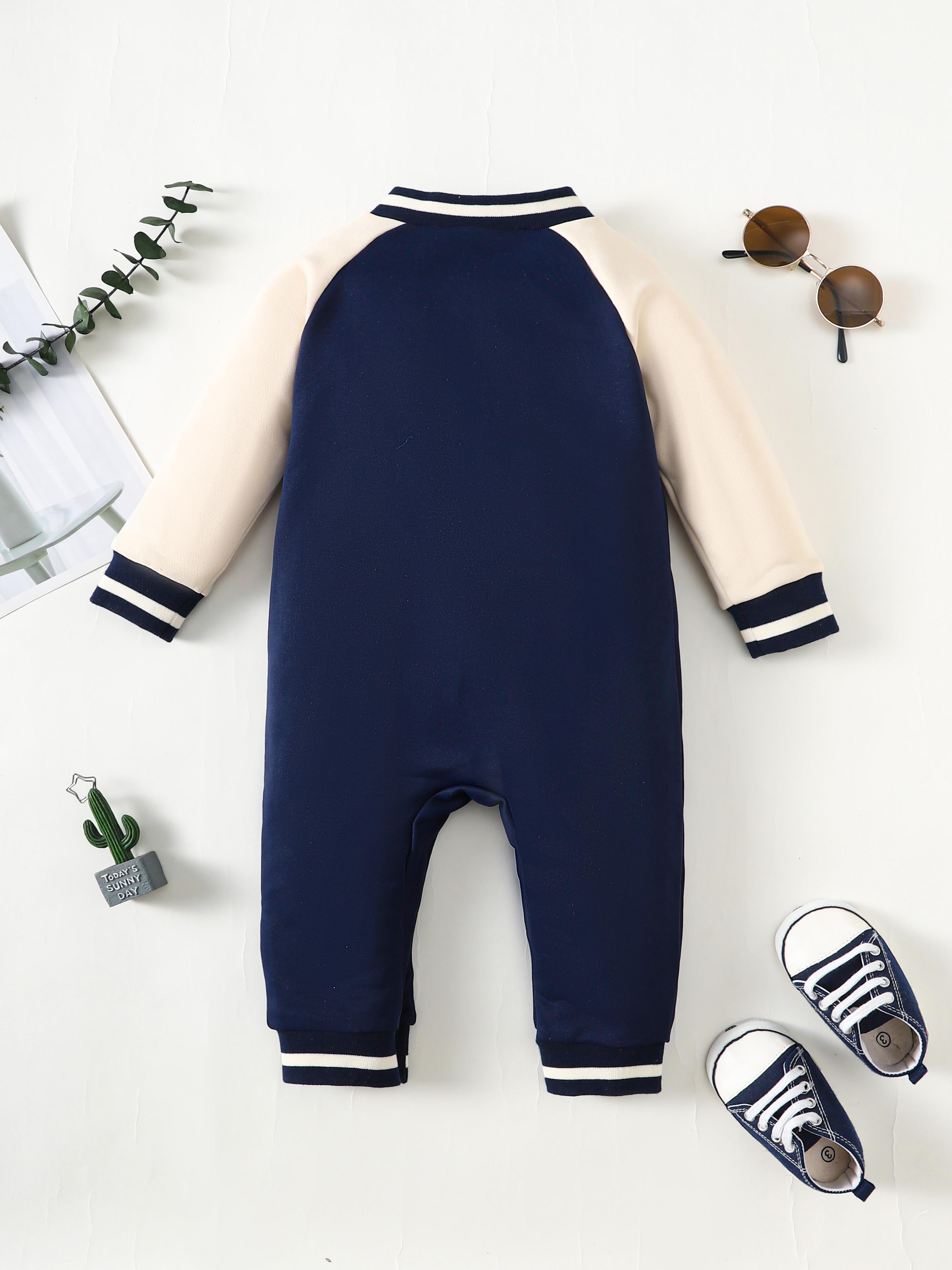 1-18M Baby Boys Romper Blue Baseball Long Sleeve Jumpsuit Baby Bodysuit Wholesale Baby Clothes Catpapa 462307180