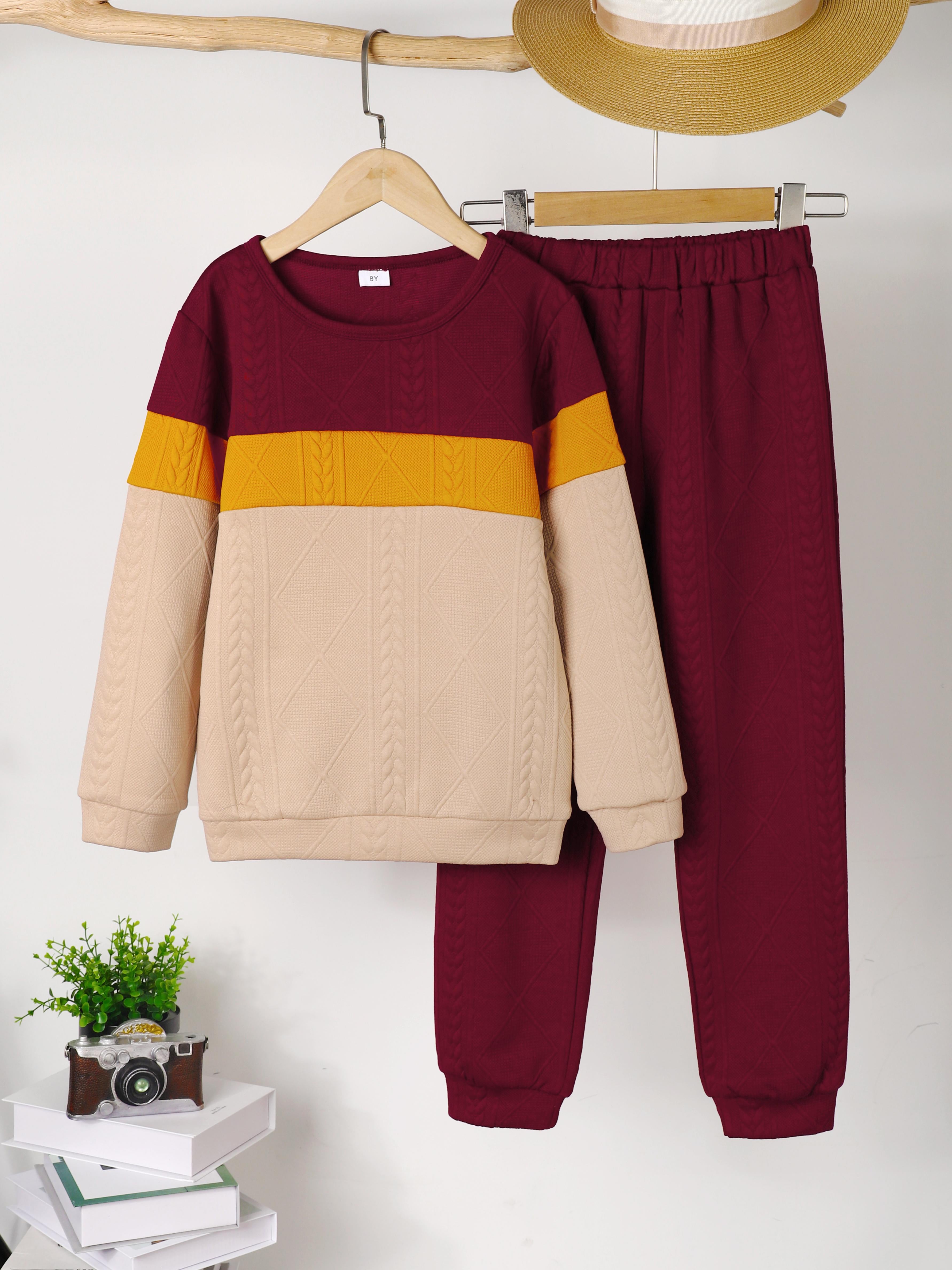 8-14Y Ready Stock Kids Boys Outfits Pants Sets Splice Long Sleeve Sweater For Fall Winter Essential Pants 2Pcs Clothes Set Catpapa 462305012