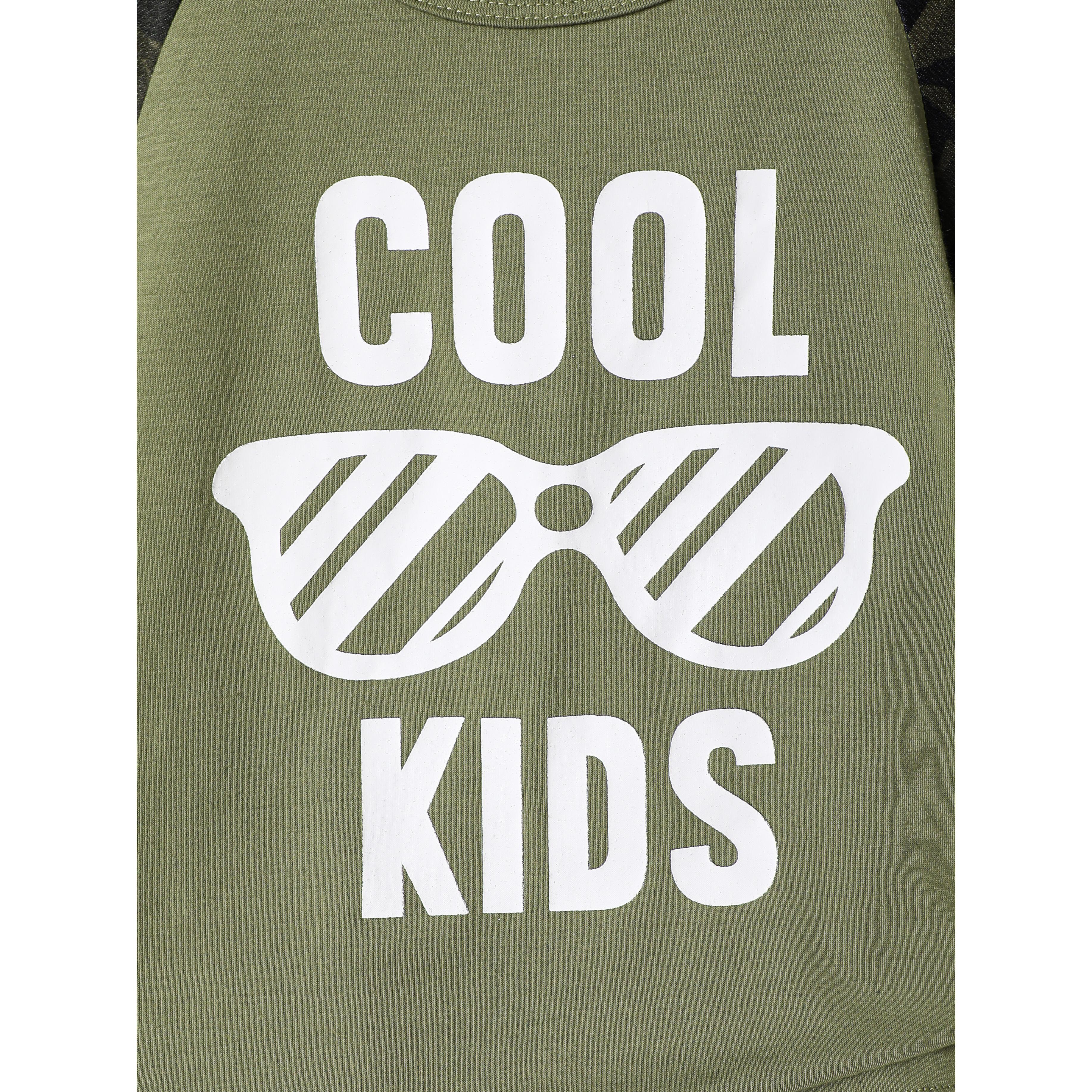 9M-6Y Ready Stock Baby Boys Clothes Sunglasses Pattern Letter Graphics Splice Camouflage Tee Summer Elastic Shorts 2Pcs Outfits Sets Green Catpapa 623060003