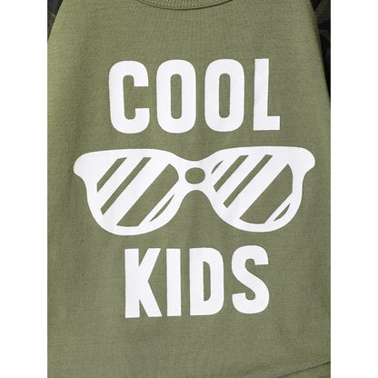 9M-6Y Baby Boys Clothes Sunglasses Pattern Letter Graphics Splice Camouflage Tee Summer Elastic Shorts 2Pcs Outfits Sets Green Catpapa 623060003