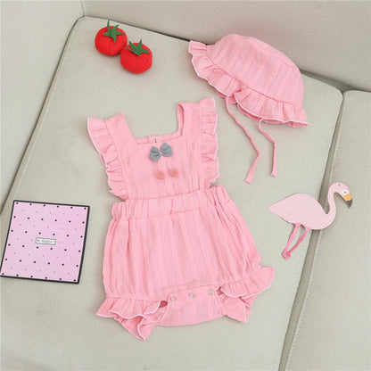 0-12M Baby Girls Clothes Baby Summer Sleeveless Romper With Hat Baby Clothing Wholesale Catpapa ZX-ZB030