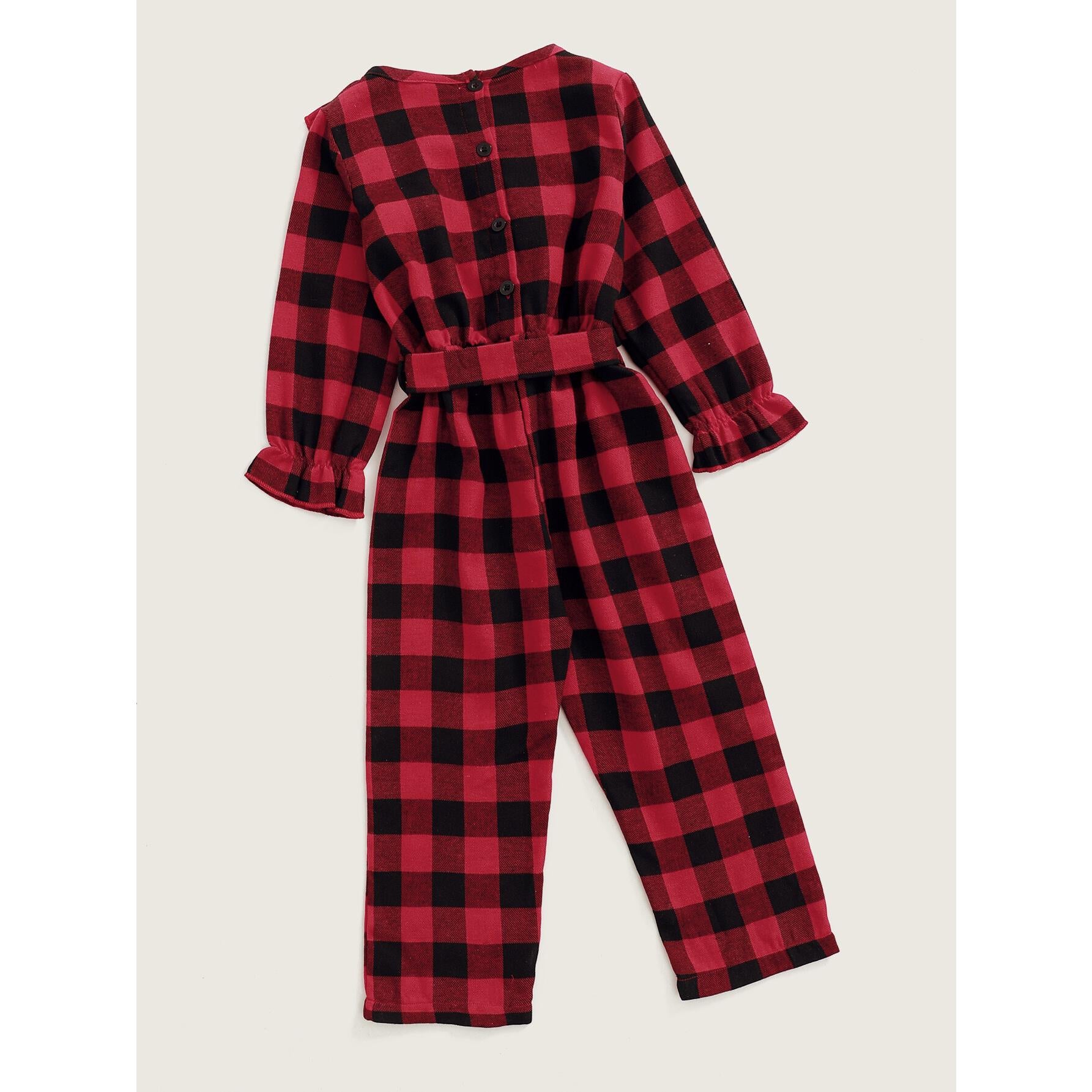 12M-7Y Kids fashion Girl Clothes Long Sleeve One Piece Jumpsuit Baby Girl Red Plaid One-piece Bodysuit Catpapa WL20081465