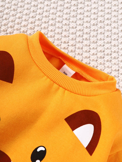 6M-3Y kid fashion Boys Outfits Cat Long Sleeve Winter Tops Elastic Pants 2Pcs Clothes Set Yellow Catpapa GS112208456