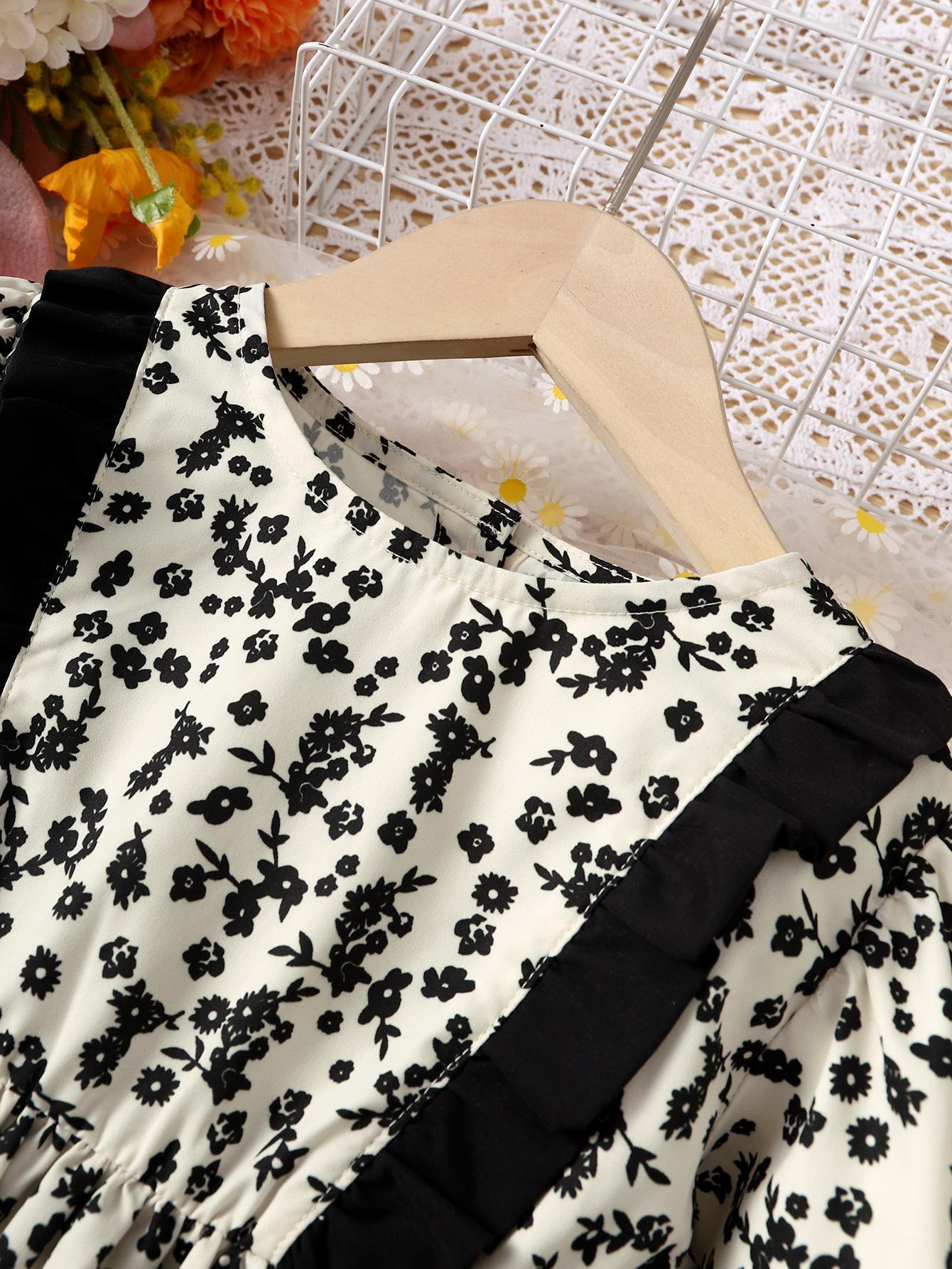 9M-6Y Ready Stock Baby Girls Dress Floral Pattern Long Sleeve Dress One Piece Sun Dress White Catpapa 623060005