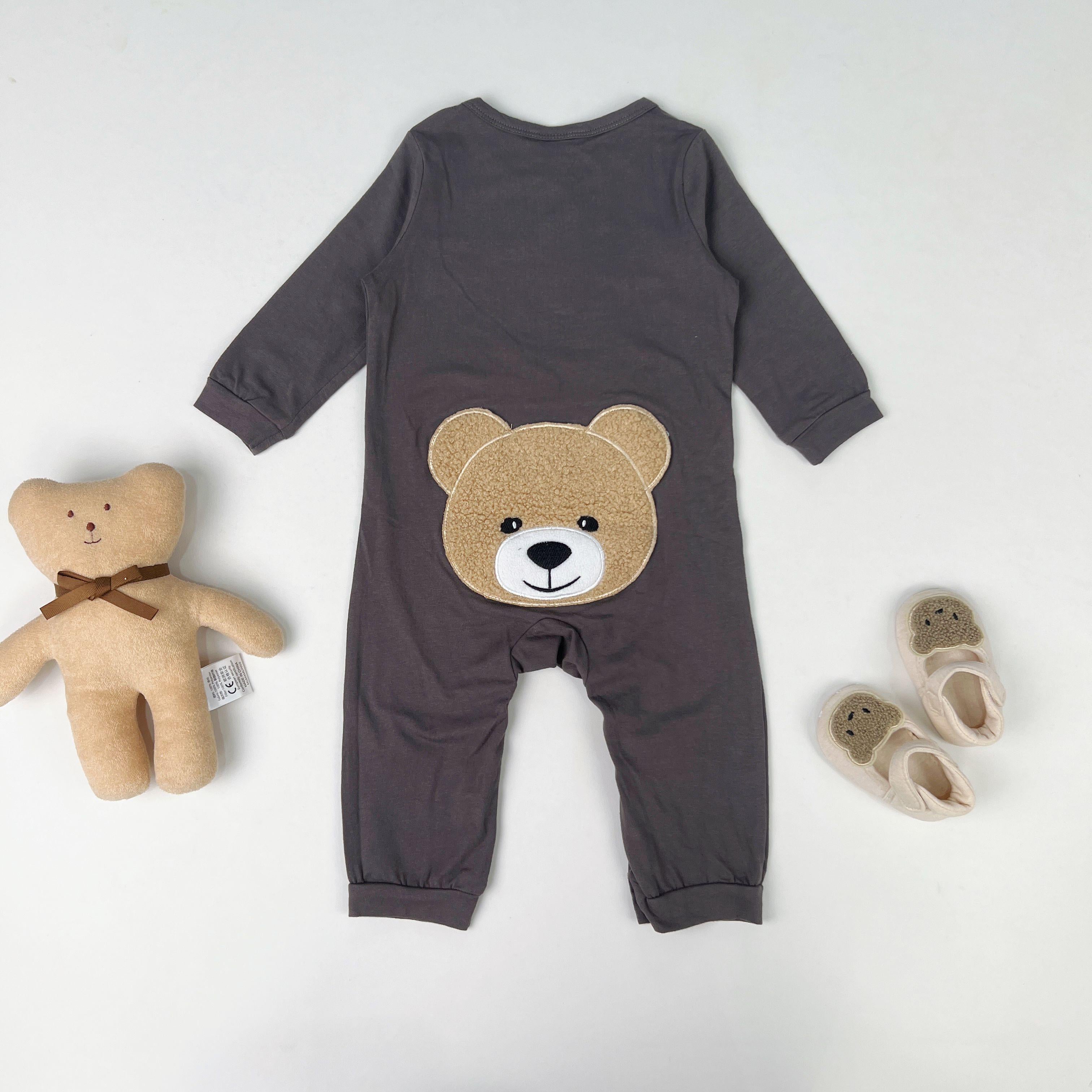 0-18M Baby Boys Romper  Baby Long Sleeve Bodysuits Grey Wholesale Baby Clothes Catpapa 222120047