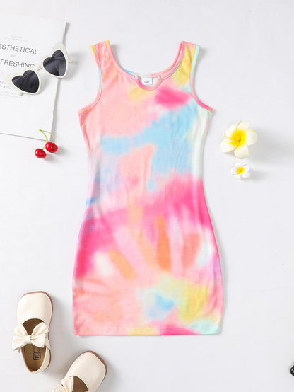 5-14Y Ready Stock Kids Girls Dress Tie-dye Sleeveless Summer Leisure Dress One Piece Casual Dress Catpapa M623229