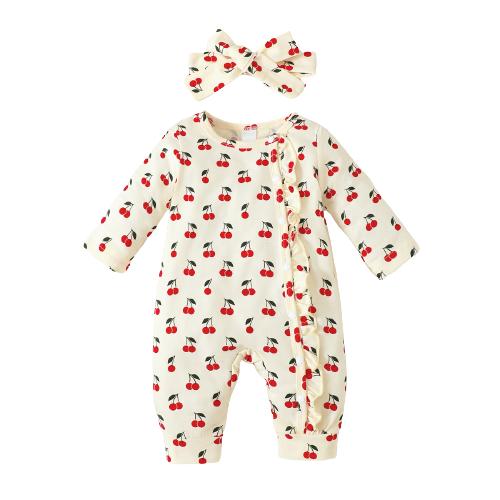 0-9M Newborn Baby Girls Clothes Cute Baby Girl Long Sleeve Jumpsuit Apricot Suit Wholesale Baby Clothes Catpapa WJ212211301-1