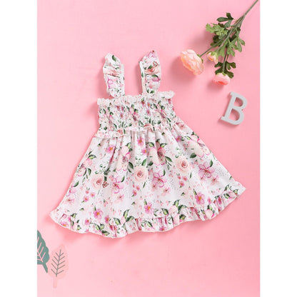 3-24M kid fashion Girl Dress Ruffle Floral Strap Dress Infant Baby Girl Summer Sleeveless Dress Casual Dress Catpapa WL1912039