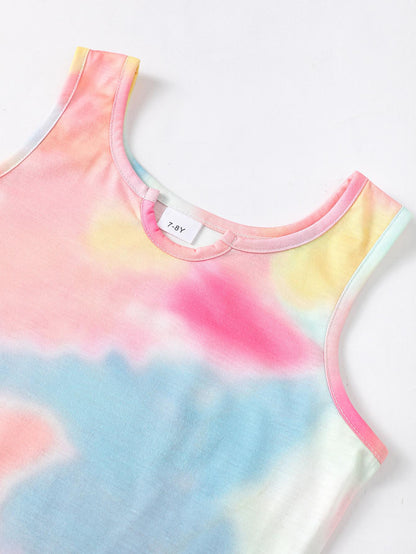 5-14Y Ready Stock Kids Girls Dress Tie-dye Sleeveless Summer Leisure Dress One Piece Casual Dress Catpapa M623229