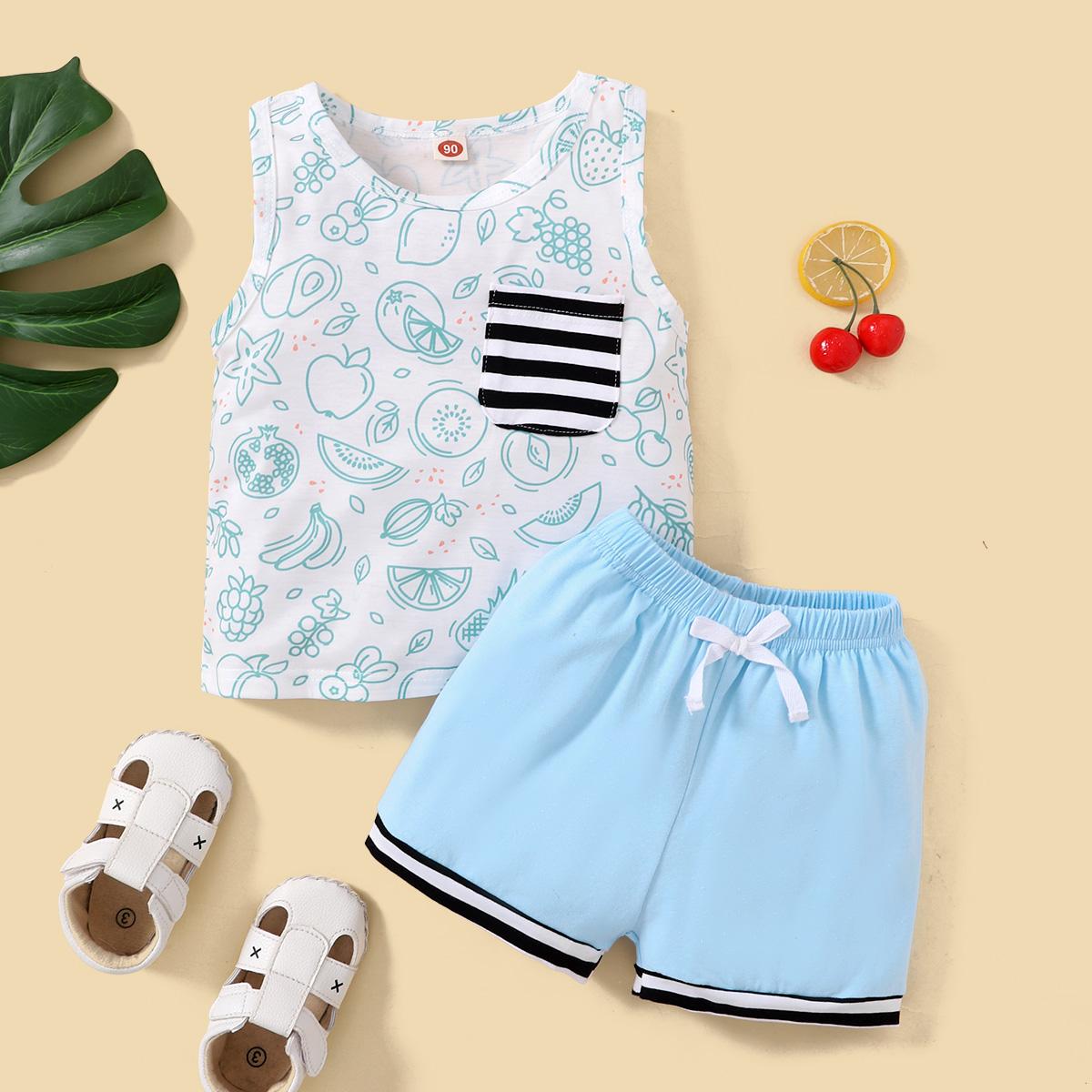 1-8Y baby boy two-piece set baby boy summer blue outfit wholesale boy clothes Catpapa 12110843-1