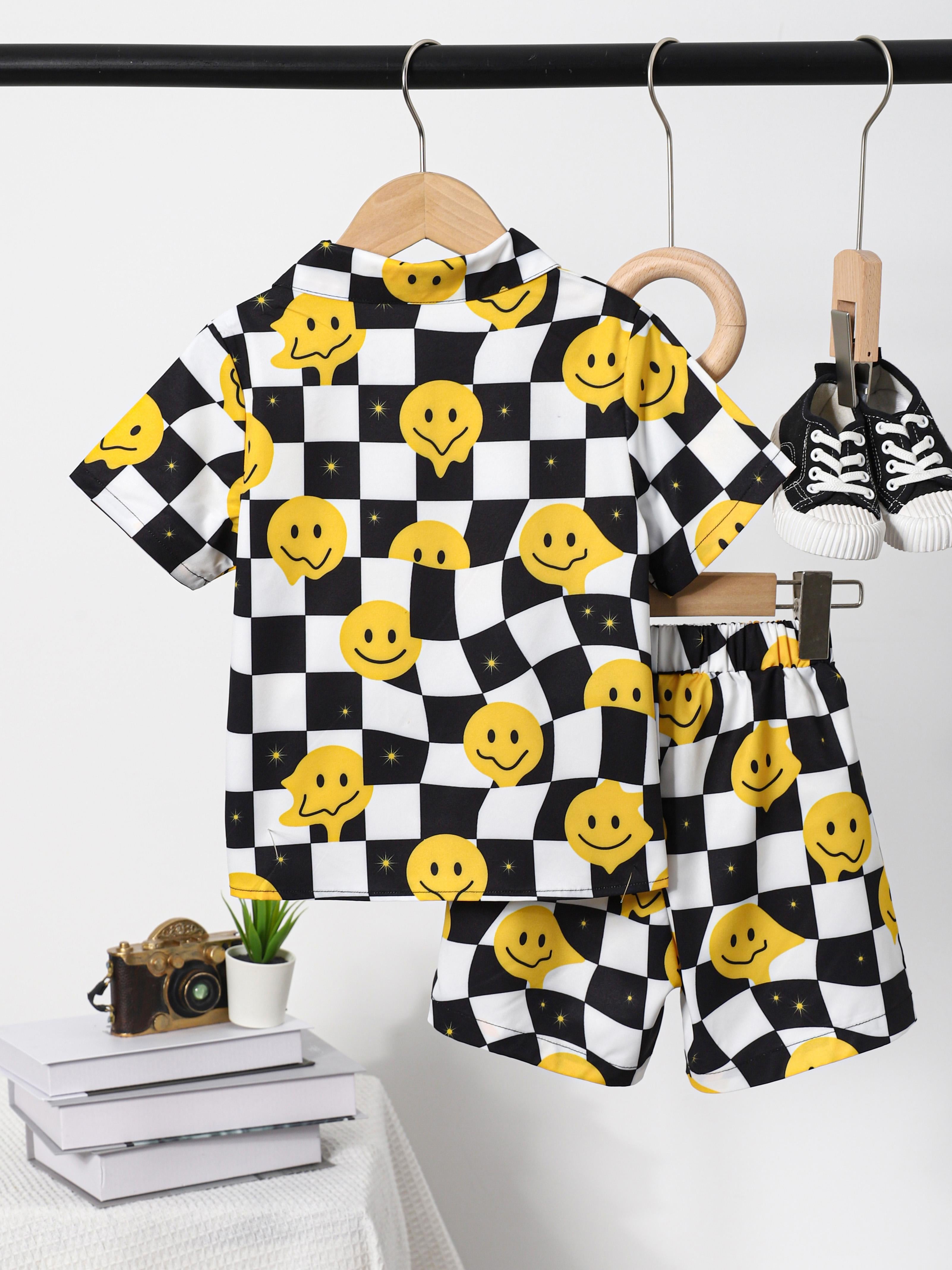 1-6Y Baby Boys Clothes Smiling Face Pattern Summer Toddler Boys shirt suit Wholesale Baby Clothes Catpapa 462306156