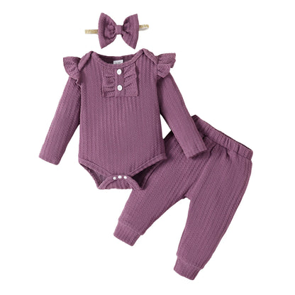 0-18M Custom design Baby romper baby girl 3pcs long sleeve cotton new born baby rompers set  ODM&OEM baby clothing wholesale Catpapa 132206015