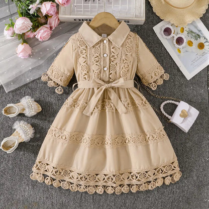 2-7Y Bulk Toddler Girls Dress Summer Christian Baptism Dress Princess Lace Elegant Dress Catpapa Kids Clothes Wholesale Vendors