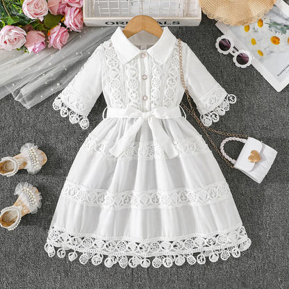2-7Y Bulk Toddler Girls Dress Summer Christian Baptism Dress Princess Lace Elegant Dress Catpapa Kids Clothes Wholesale Vendors