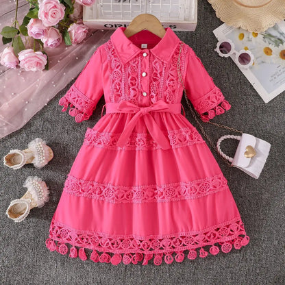 2-7Y Bulk Toddler Girls Dress Summer Christian Baptism Dress Princess Lace Elegant Dress Catpapa Kids Clothes Wholesale Vendors