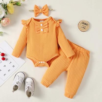 0-18M Custom design Baby romper baby girl 3pcs long sleeve cotton new born baby rompers set  ODM&OEM baby clothing wholesale Catpapa 132206015