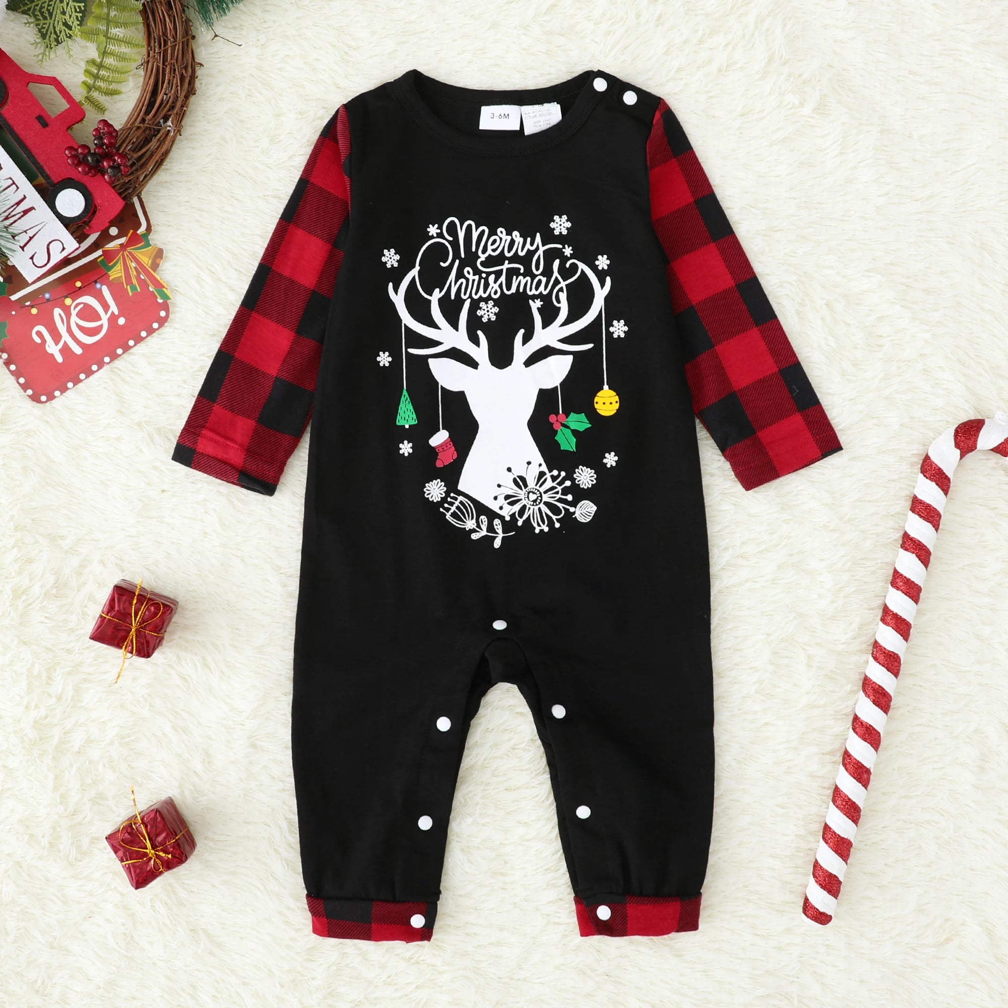 Custom pajamas wholesale Family Matching Christmas Pajamas Set Letter Print Custom Pattern Parents and Kids Home Wear Catpapa