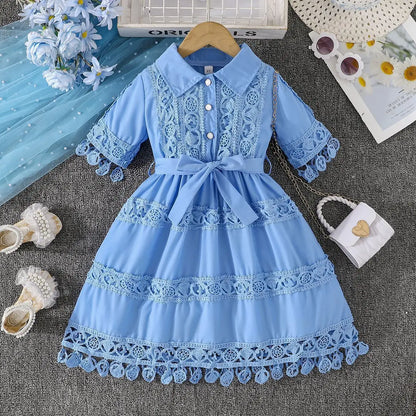 2-7Y Bulk Toddler Girls Dress Summer Christian Baptism Dress Princess Lace Elegant Dress Catpapa Kids Clothes Wholesale Vendors