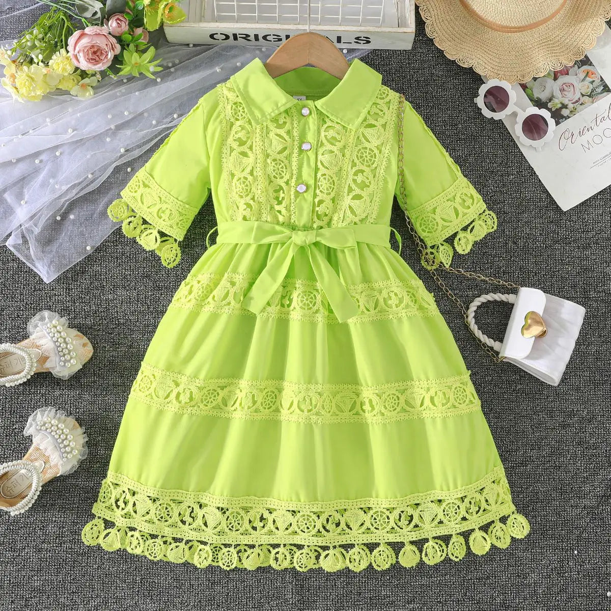2-7Y Bulk Toddler Girls Dress Summer Christian Baptism Dress Princess Lace Elegant Dress Catpapa Kids Clothes Wholesale Vendors