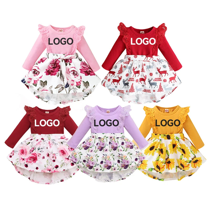 0-18M Custom design baby girl clothes baby girl long sleeve romper dress baby girl romper jumpsuit floral romper ODM&OEM baby clothing wholesale Catpapa YMX2008195