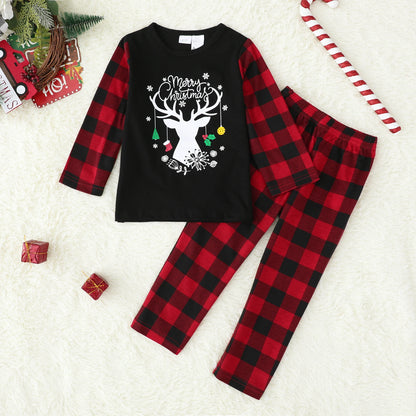 Custom pajamas wholesale Family Matching Christmas Pajamas Set Letter Print Custom Pattern Parents and Kids Home Wear Catpapa