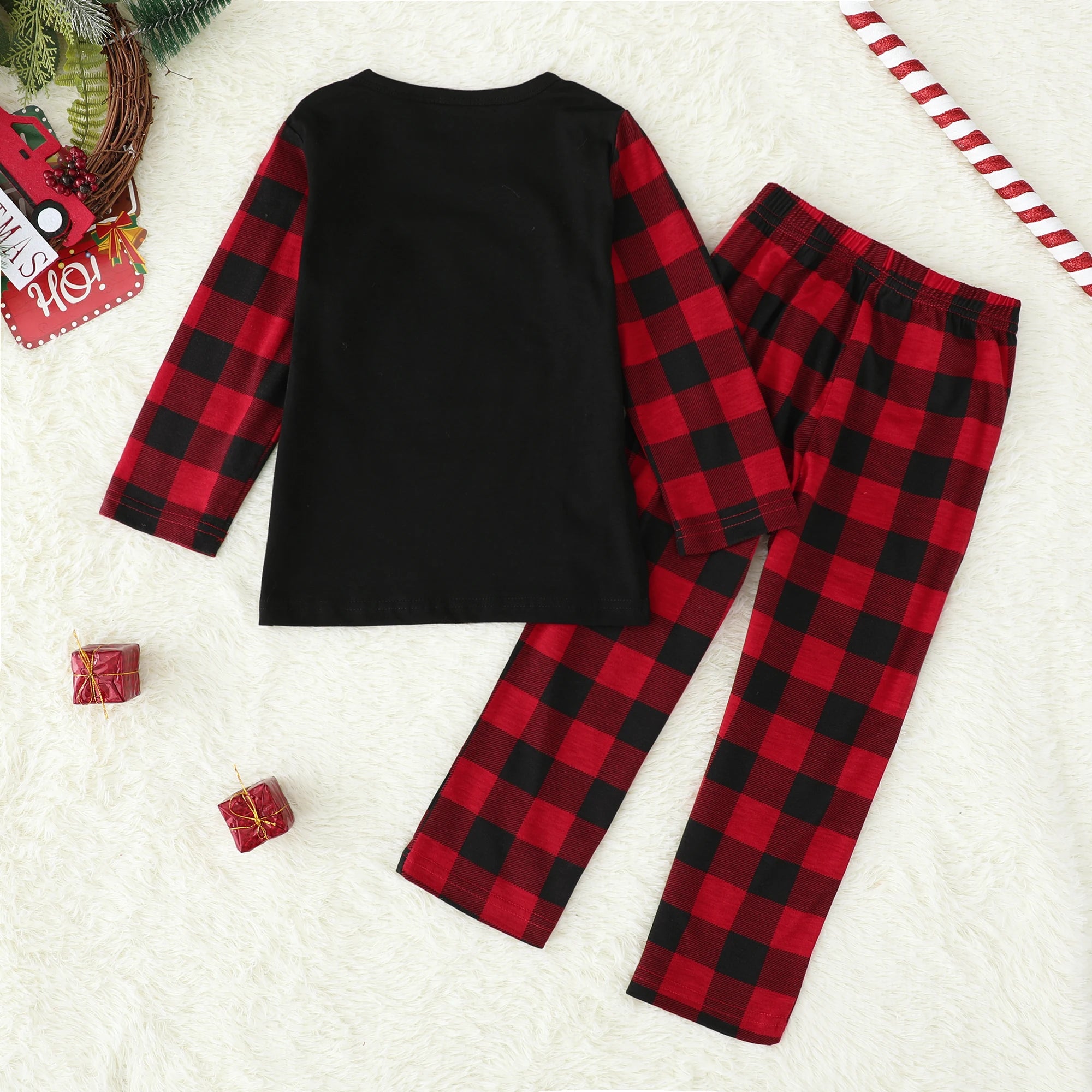 Custom pajamas wholesale Family Matching Christmas Pajamas Set Letter Print Custom Pattern Parents and Kids Home Wear Catpapa
