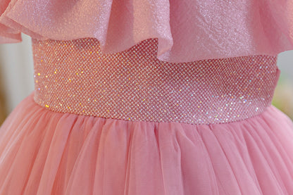 Wholesale 5-11Y Girls Off Shoulder Tulle Princess Dress, Kids Birthday Party Lace Embroidery Soft Mesh Formal Gown