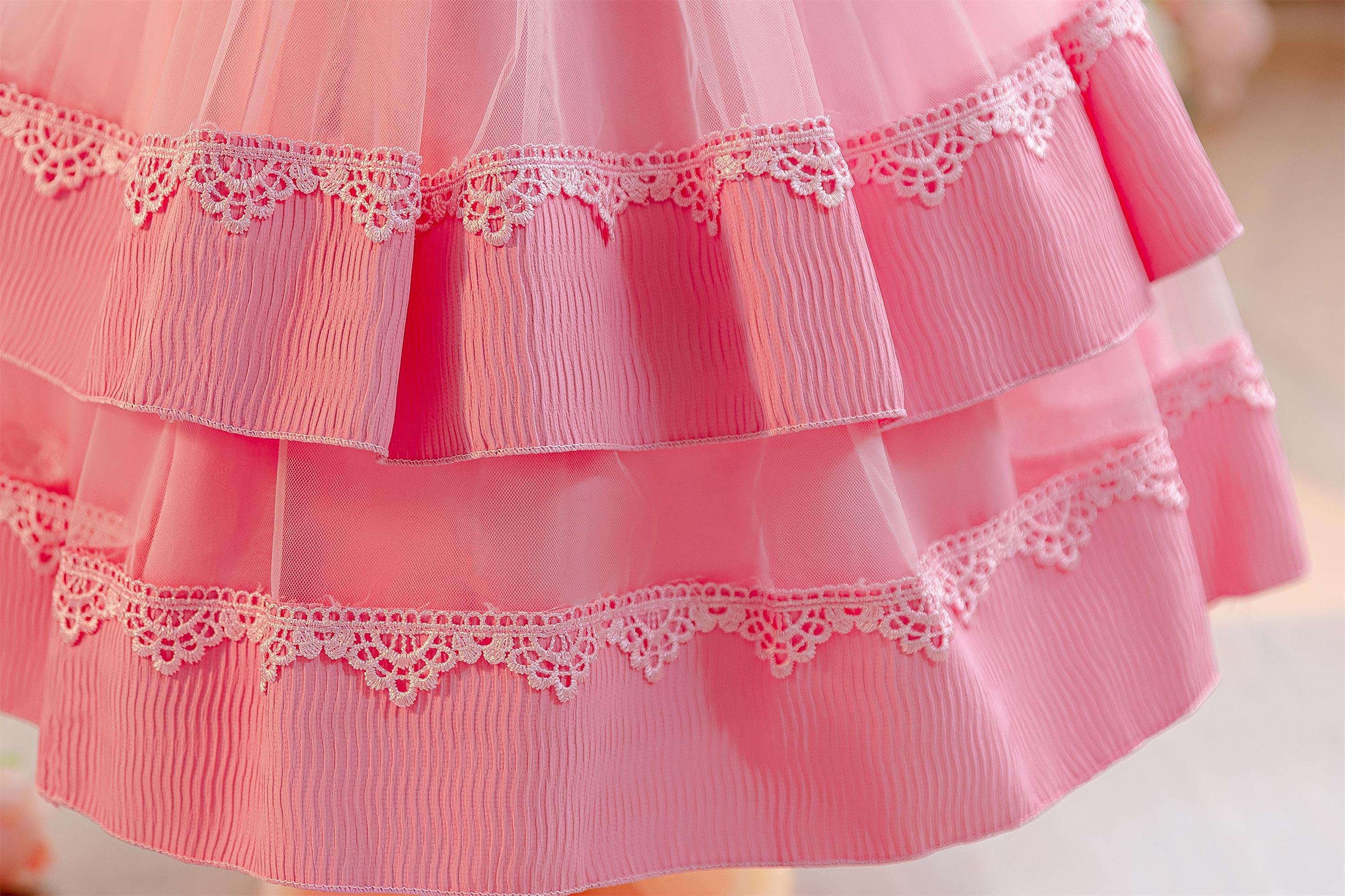 Wholesale 4-10Y Girls 3Pcs Rib Knit Lace Tulle Princess Dress Set, Kids Birthday Party Lapel Jacket Soft Fabric Formal Outfit With Mini Bag