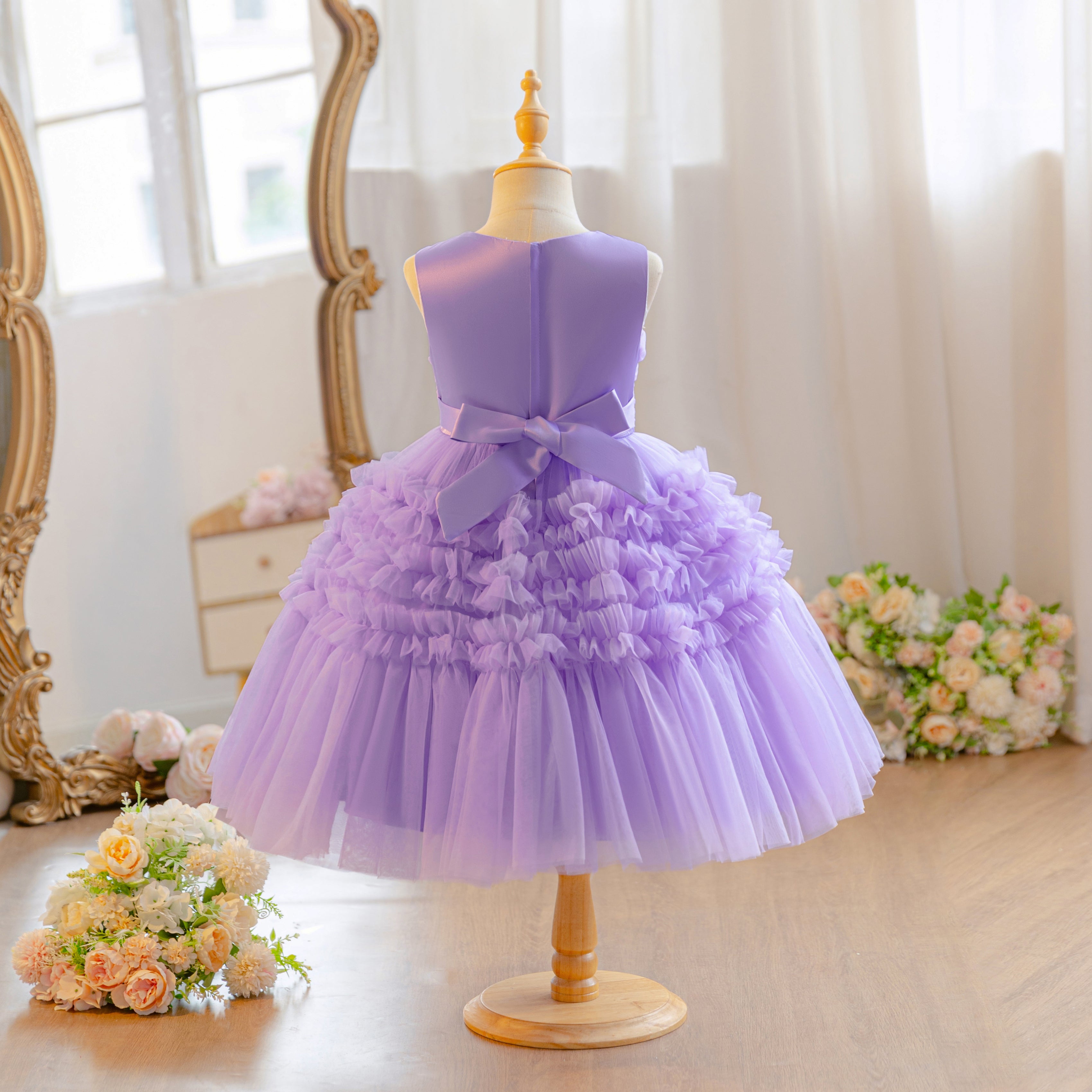 Wholesale Princess Lace Dress for Girls | Puffy Tulle Birthday Party Outfit & Piano Performance Costume | Formal Kids Ball Gown 2-8Y for Boutiques